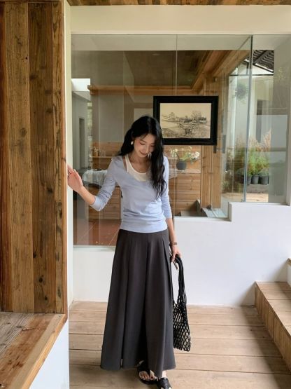 Prep Fake Two-Piece Color Binding Top