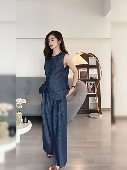 Luke Denim Top & Maxi Skirt Set