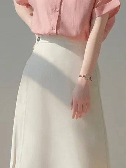 Xanthi Knee Length A-Line Skirt (Discounted-S size)-The Black Bow-