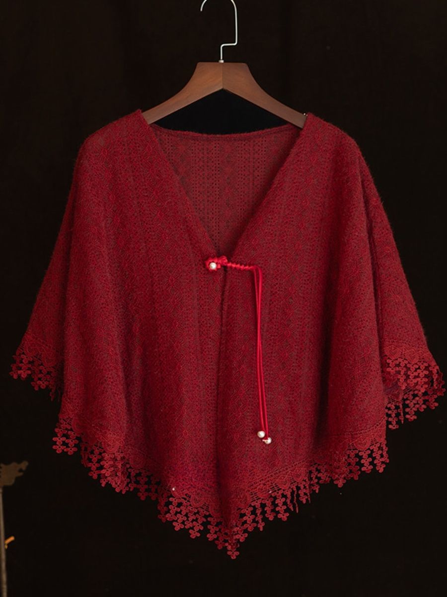 Yun Ceng Lace Tassel Shawl