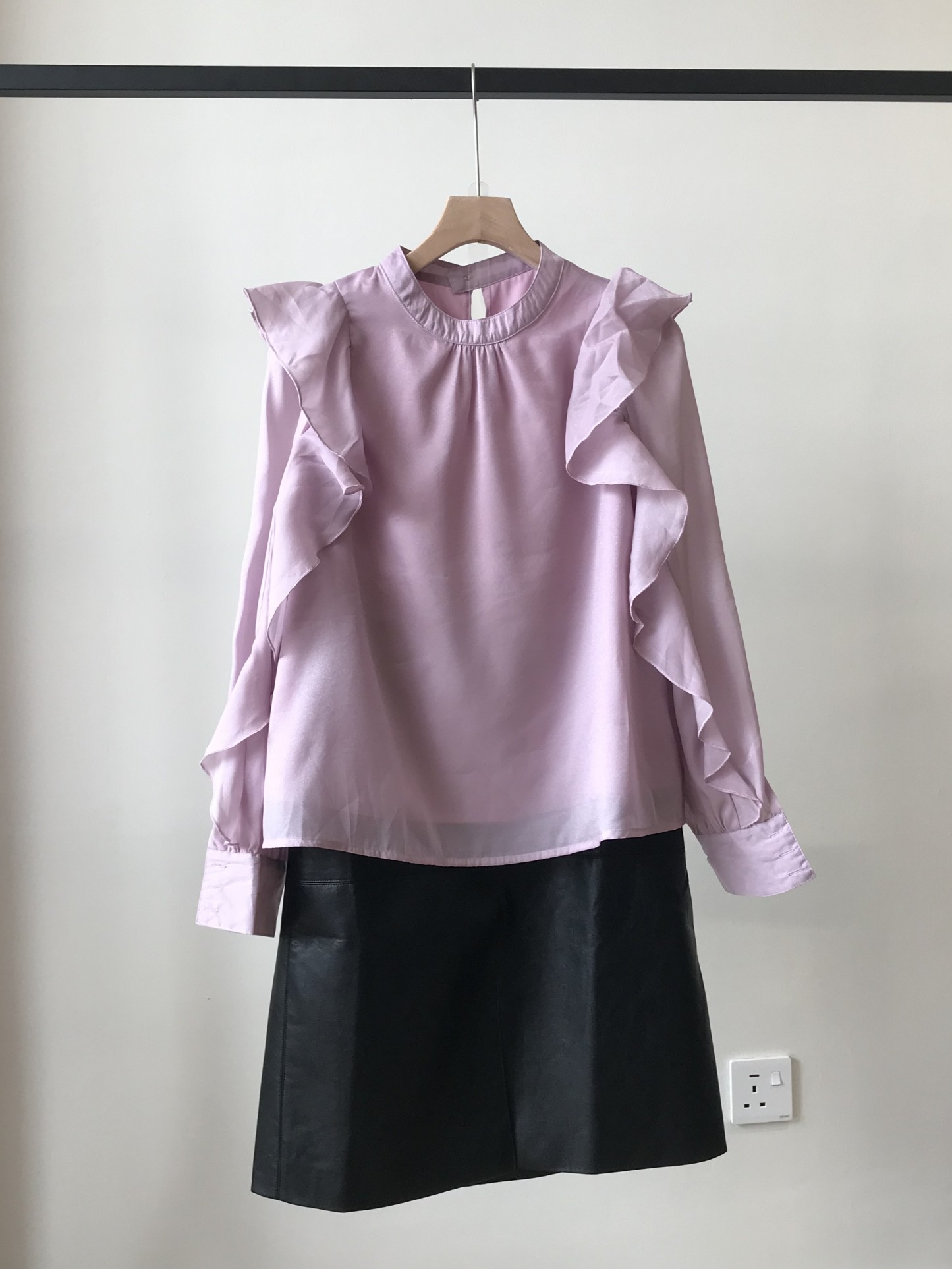 Valeska Pearlecent Ruffle Trim Top