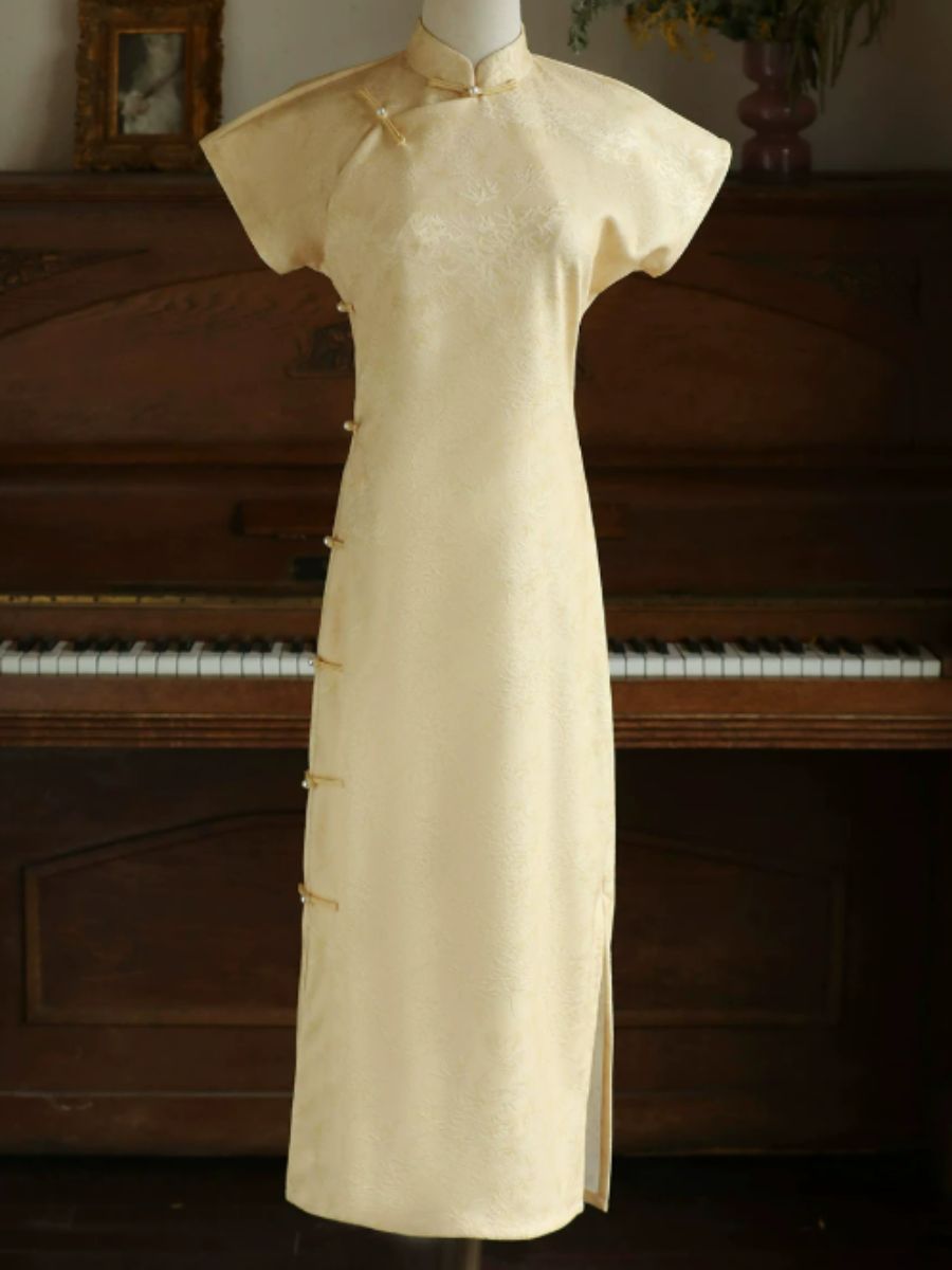 Yun Ding Botanical Jacquard Side Button Cheongsam
