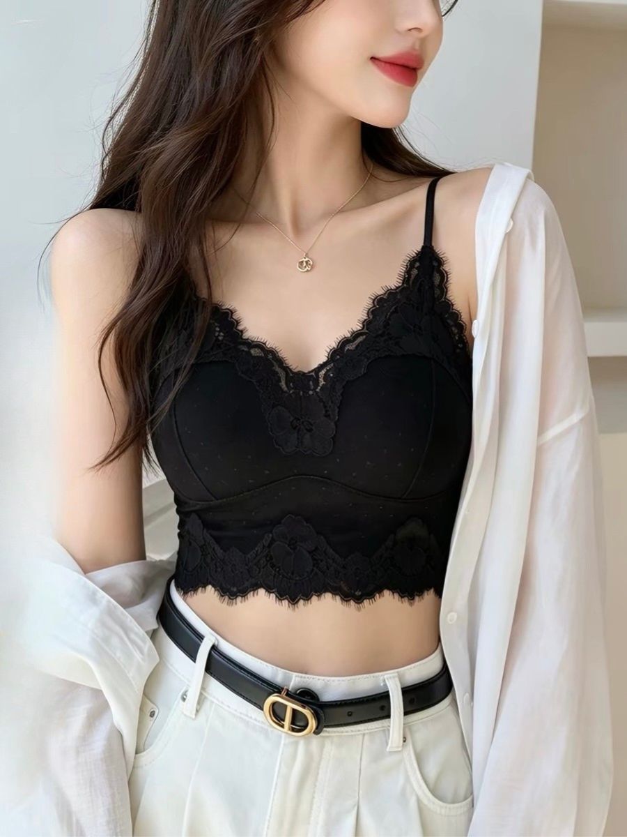 Elora Lacey Trim Padded Crop Top