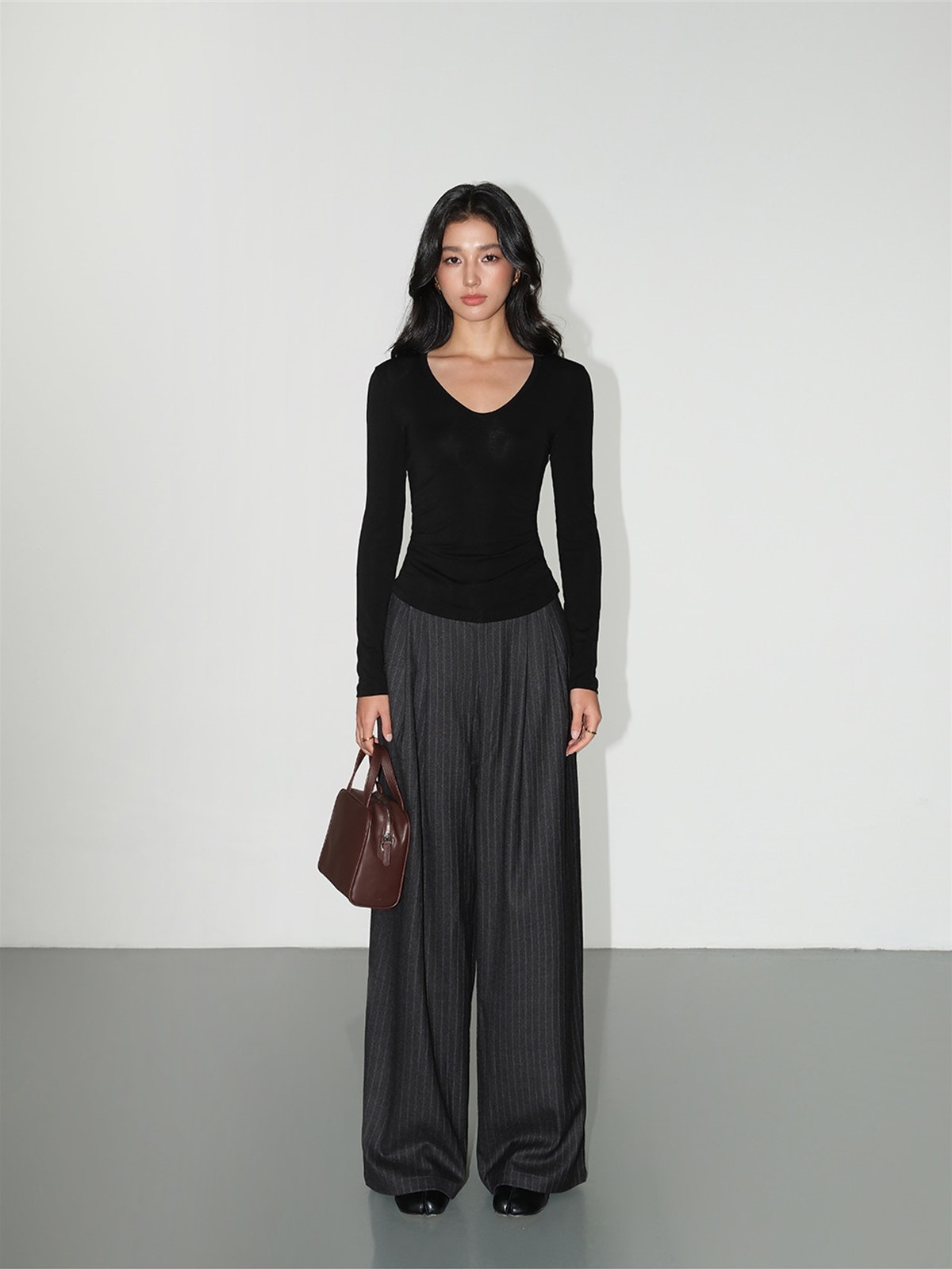 Leona Pinstripe Wide-Leg Trousers