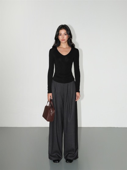 Leona Pinstripe Wide-Leg Trousers