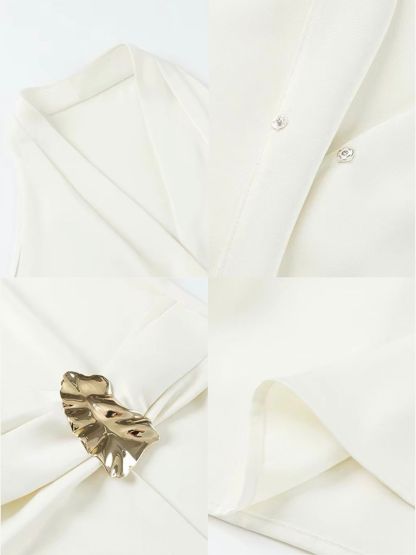Regina Silky Drape Top with Metal Buckle Detail & Graceful Pants (Sold seperately)