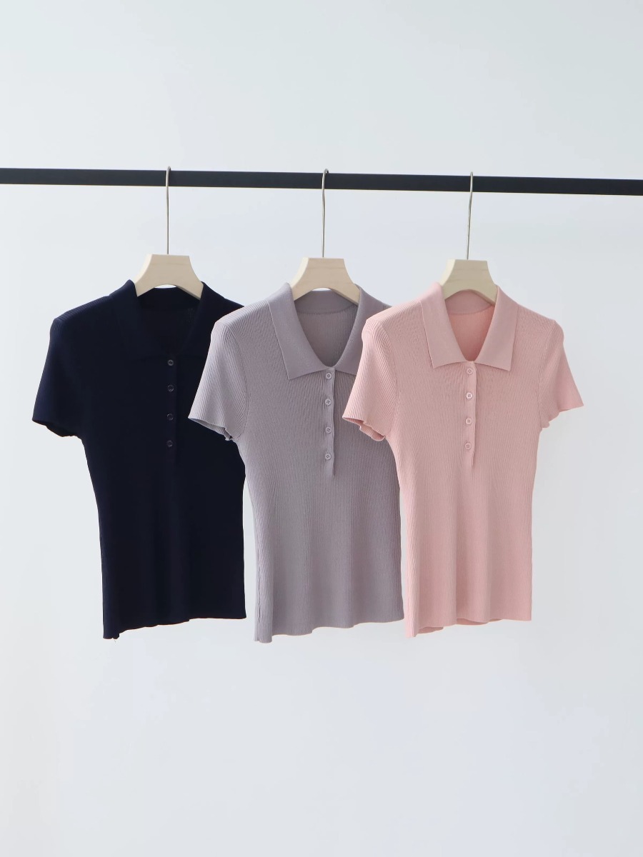 Noah Buttoned Collar Rib Knit Top