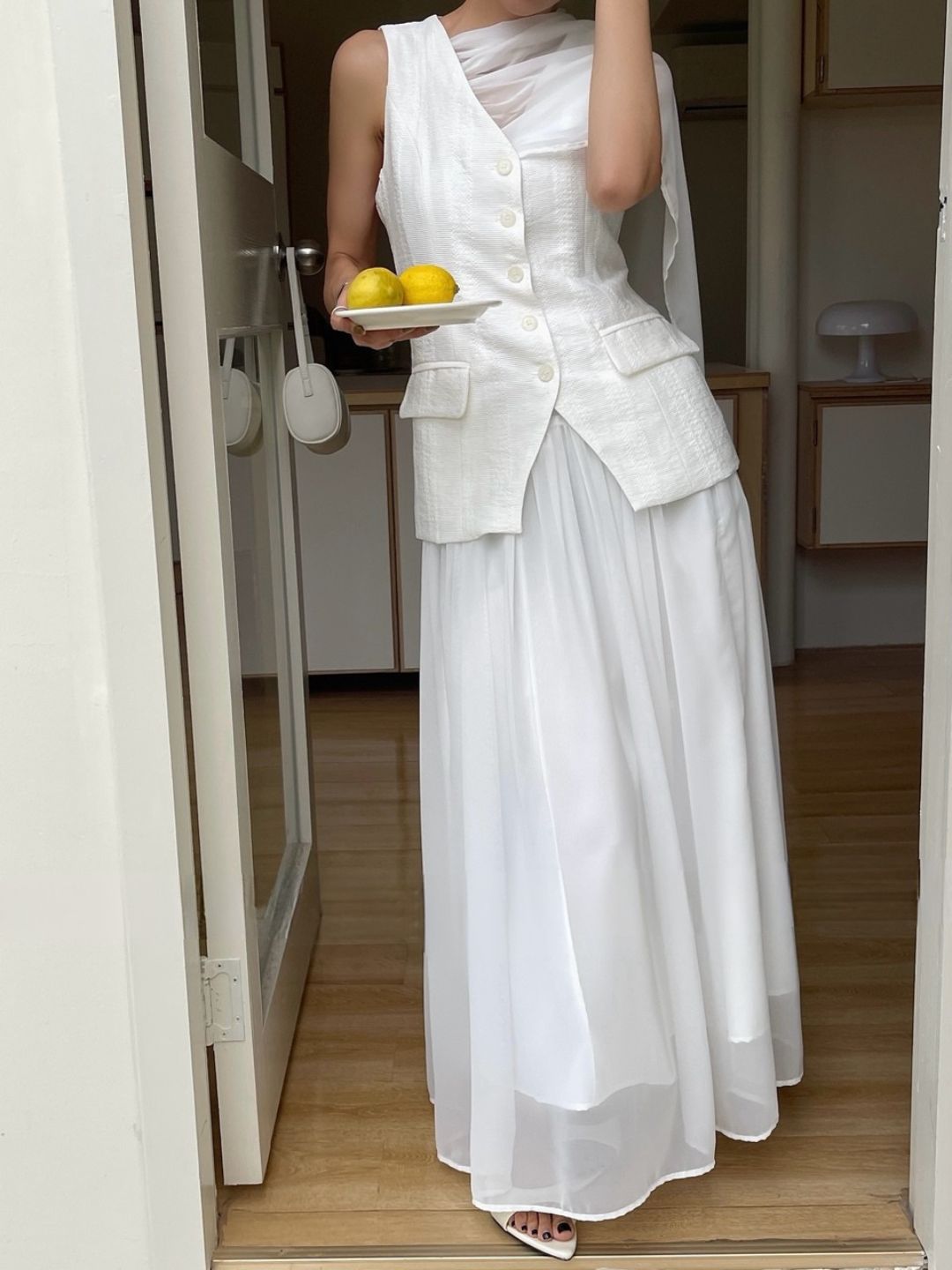 Arabelle Textured Verst & Chiffon Skirt Set