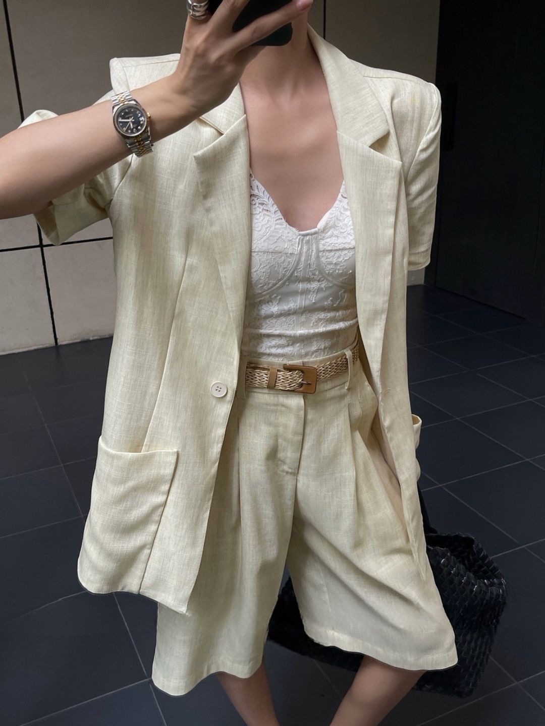 Alma Soft Structured vest Jacket & Bermuda Set