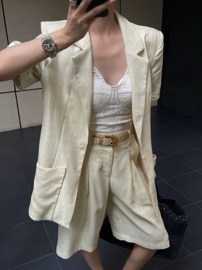 Alma Soft Structured vest Jacket & Bermuda Set