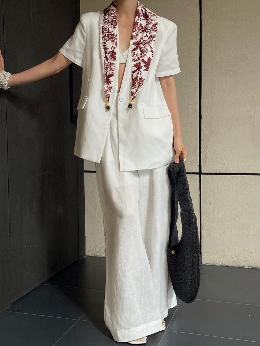 Ayzel Soft Structured Vest Jacket & Wide Leg Pants Set