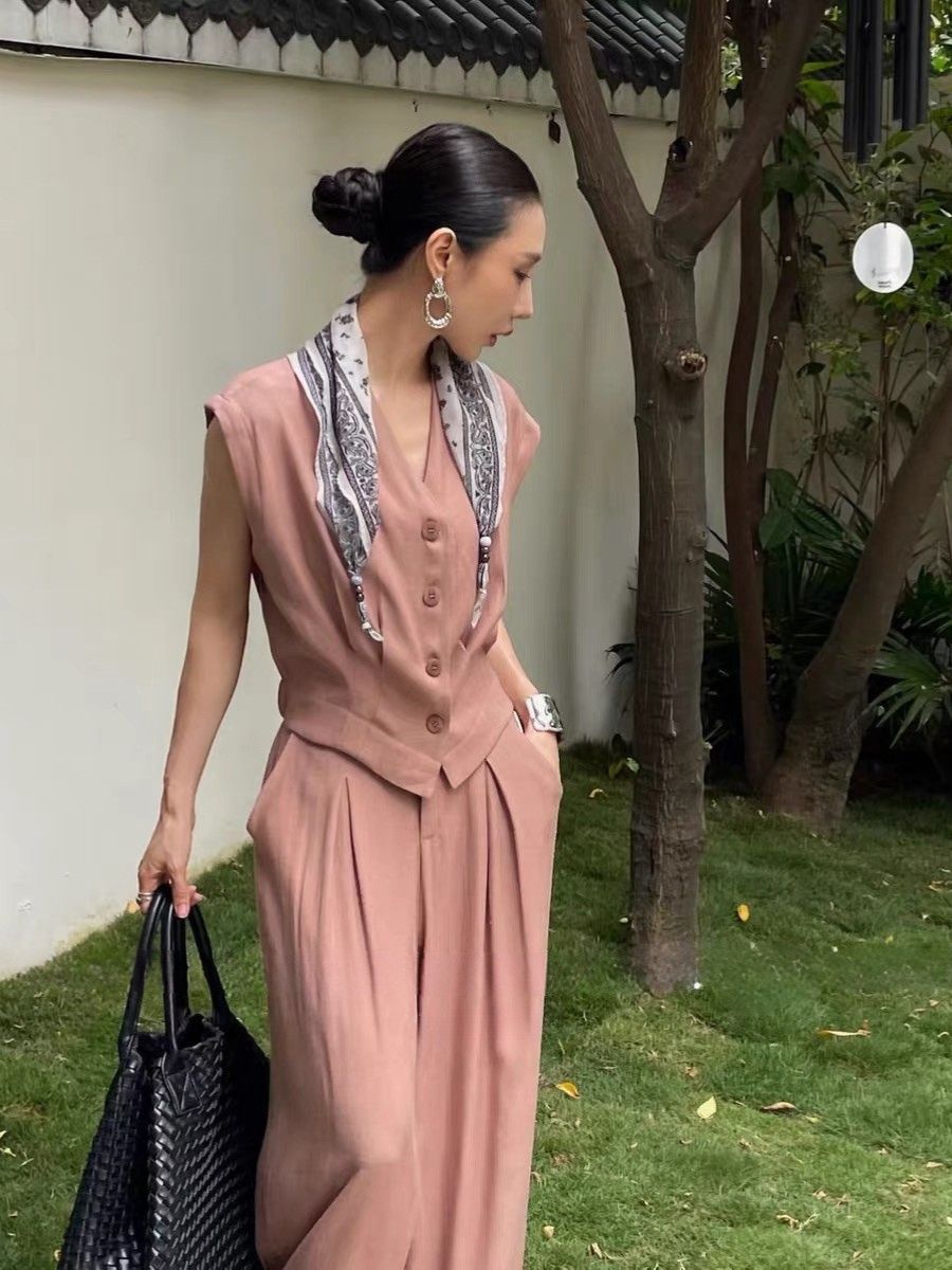 Alianna Vest and Wide Leg Pants Set