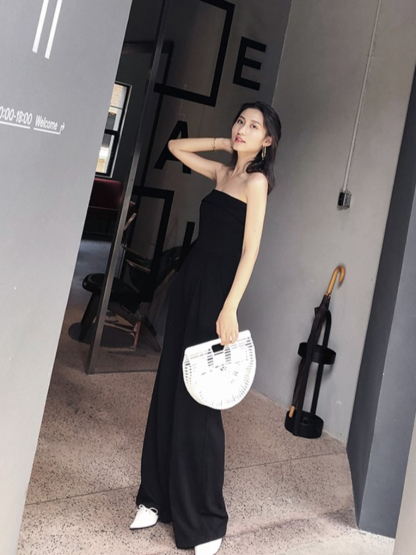 Monica Tube Top Jumpsuit-The Black Bow-