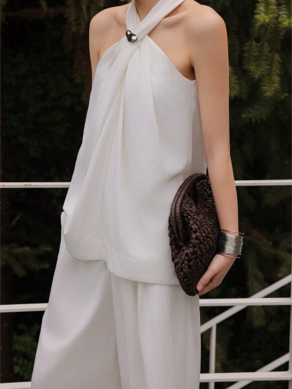 Helena Satin Cowl-Neck Top & Wide-Leg Pants (Sold Separately)
