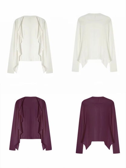 Gyulia Bow-Front Tube Top & Cascading Ruffle-Trim Cardigan (Sold Seperately)