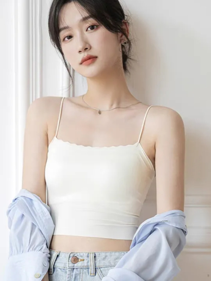 Doria Seamless Wavy Padded Crop Top-The Black Bow-