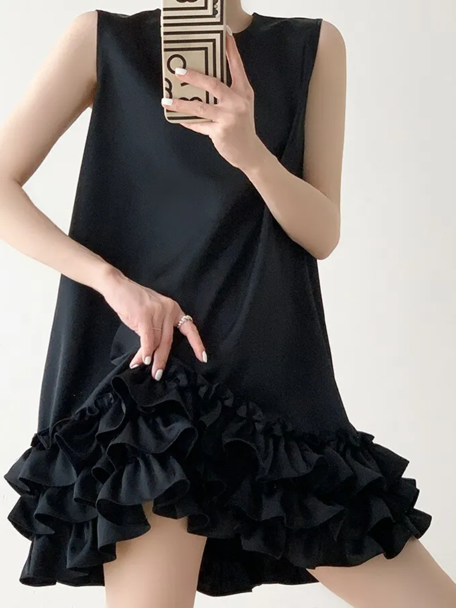 Landye Layered Trim Shift Dress-The Black Bow-
