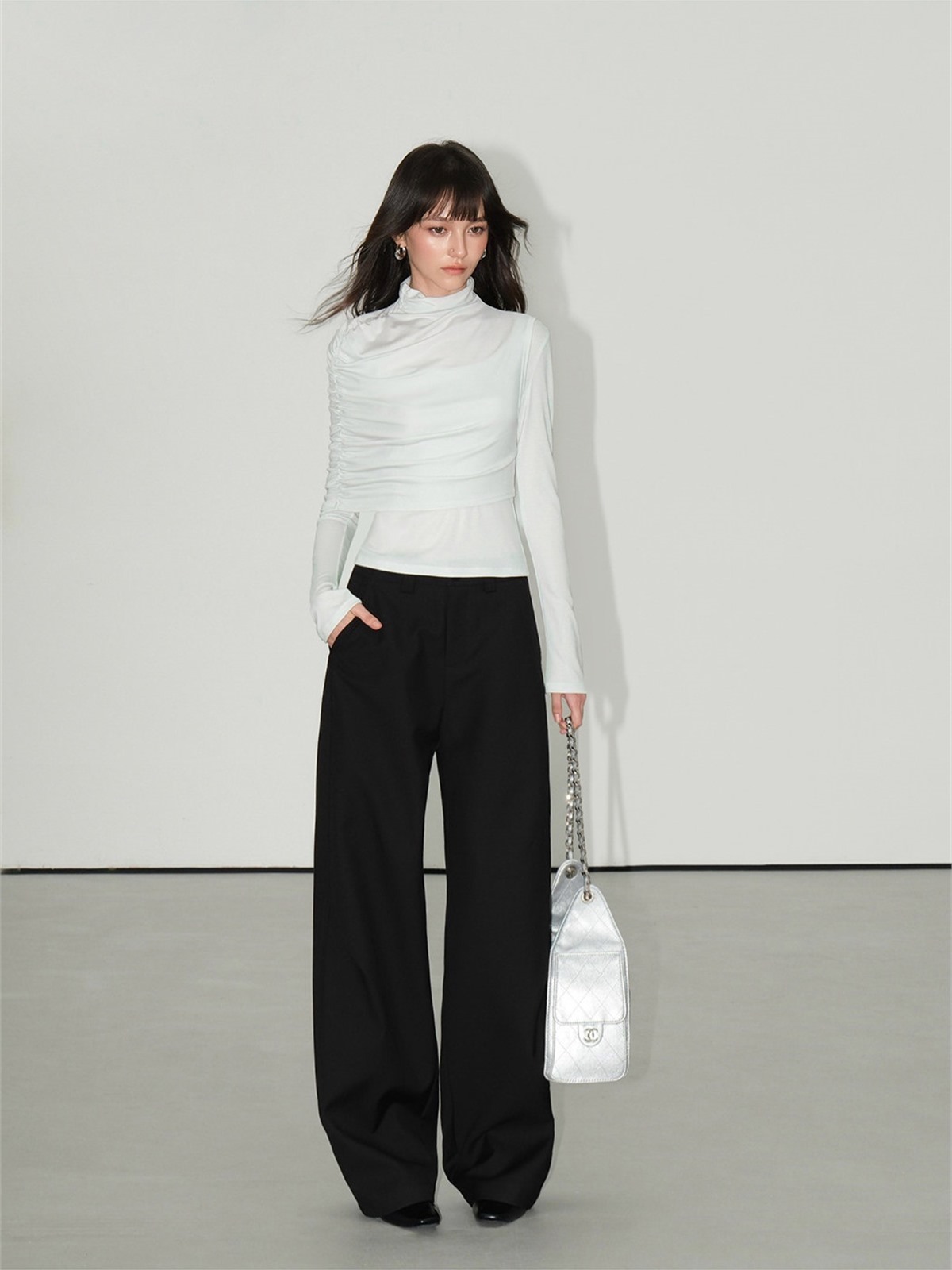 Leonora Ruched Turtleneck Layered Top