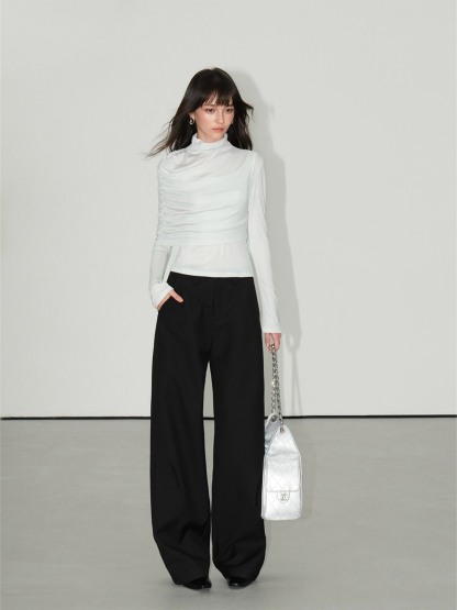 Leonora Ruched Turtleneck Layered Top