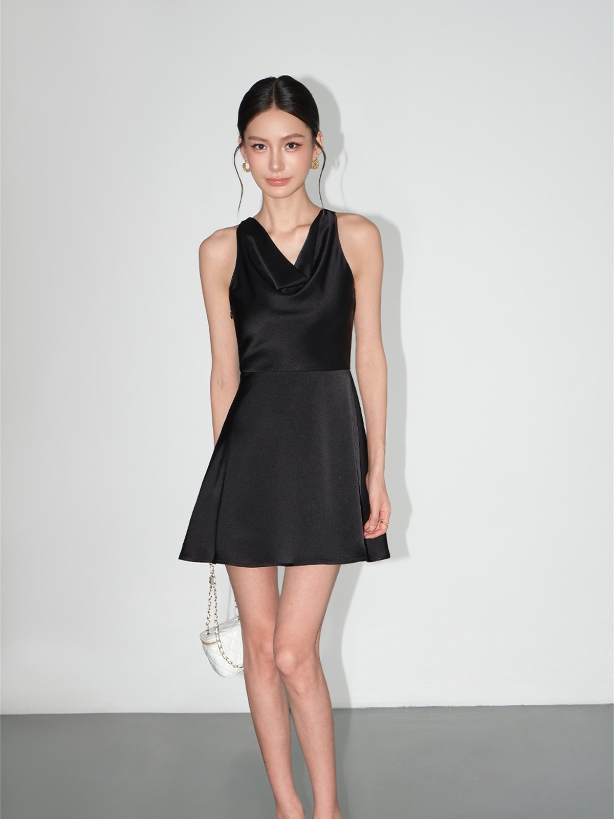 Leonie Satin Cowl Mini Dress