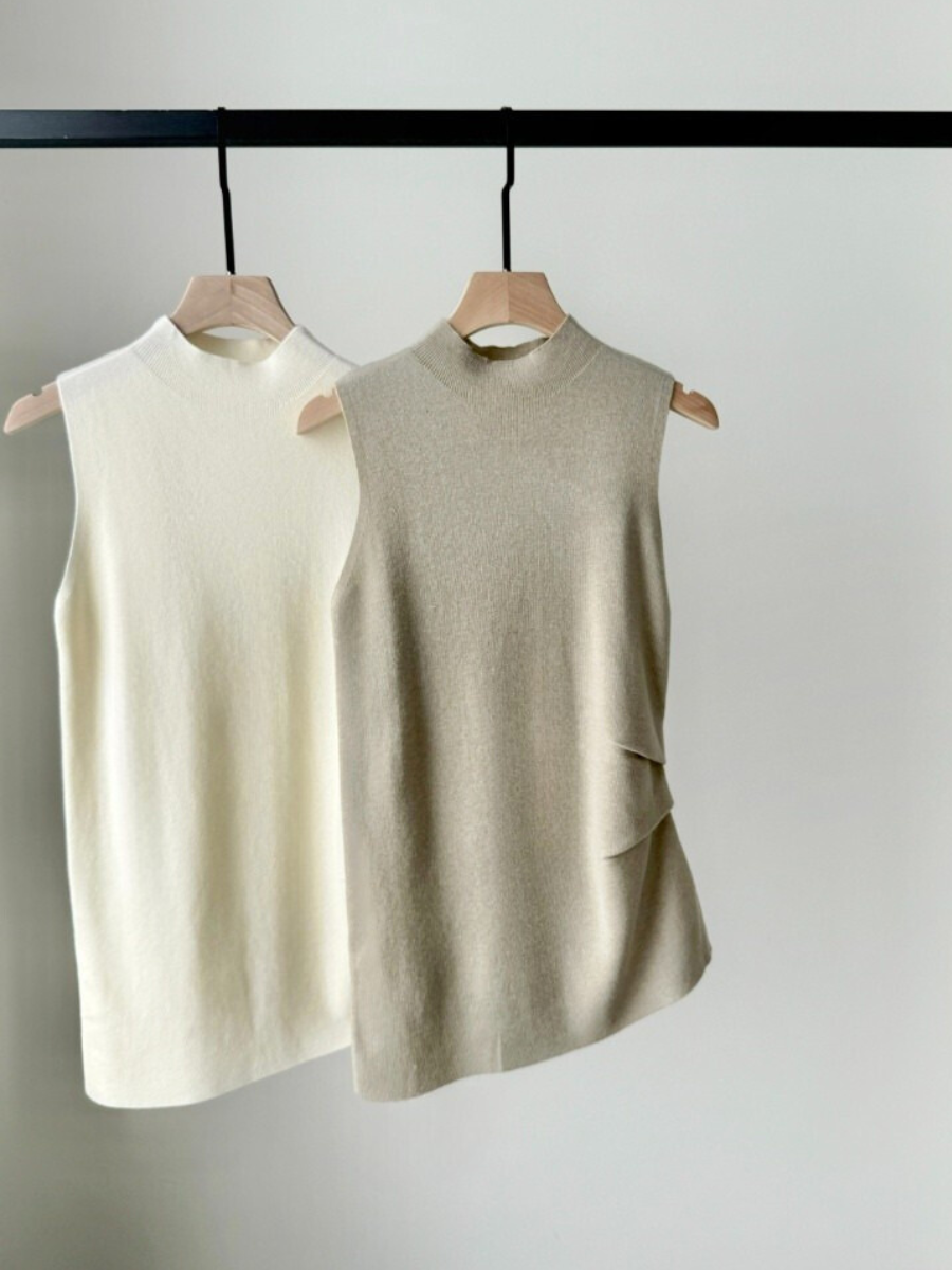 Elle High Neck Sleeveless Knit Top