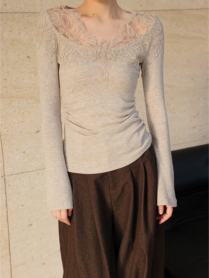 Harmony Lace-Trim Knit Top
