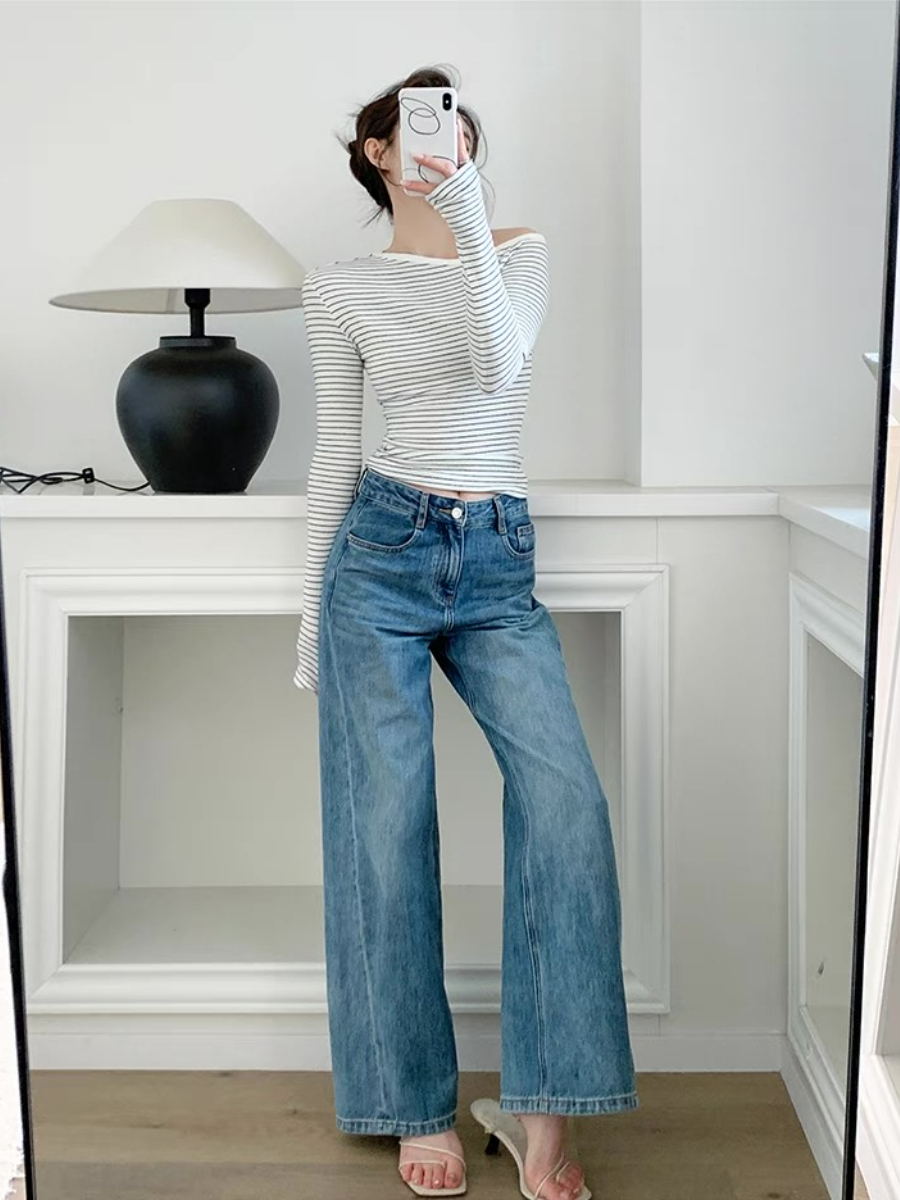 Fatyn One Shoulder Stripe Top