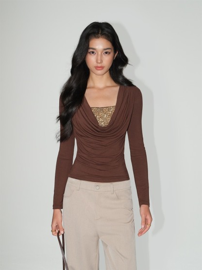 Lunara Sequin Camisole & Ruched Wrap Top