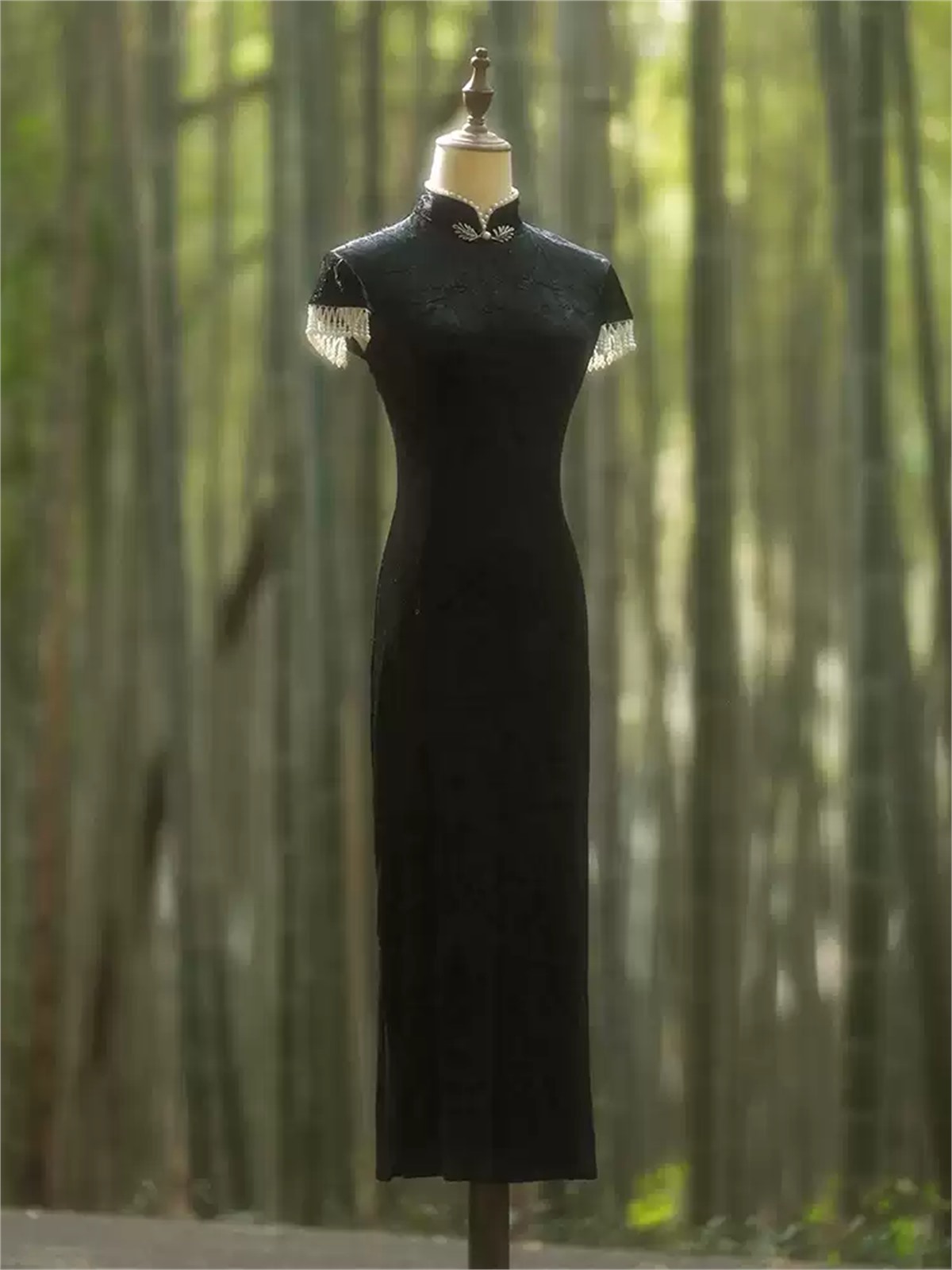 Ya Chao Velvet Cap Sleeve Cheongsam