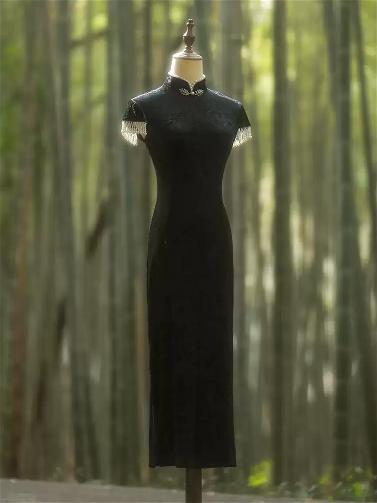 Ya Chao Velvet Cap Sleeve Cheongsam