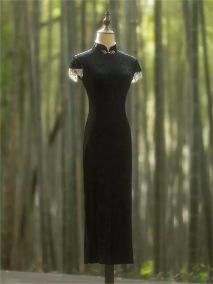 Ya Chao Velvet Cap Sleeve Cheongsam
