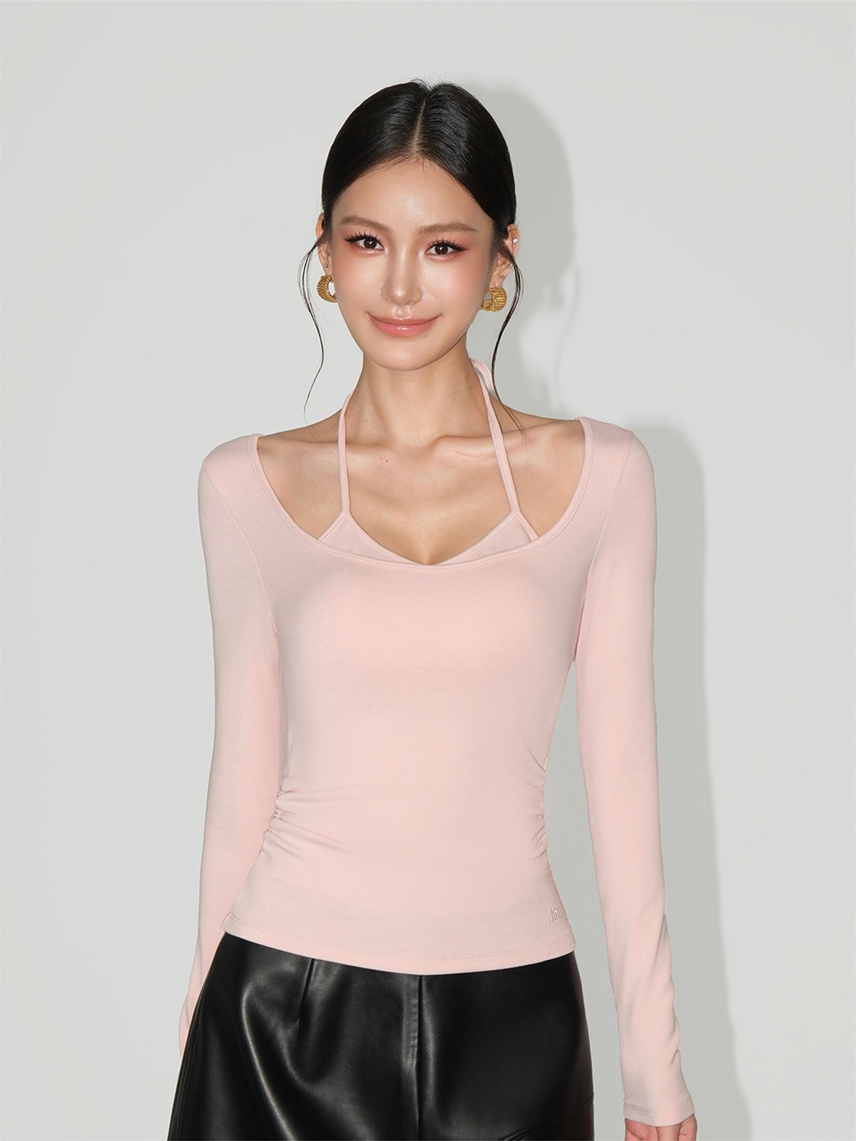 Lucinda Binding-Strap Scoop-Neck Top