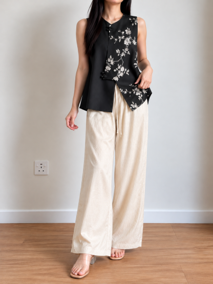 Jian Gu Textured Acetate Straight-Leg Pants