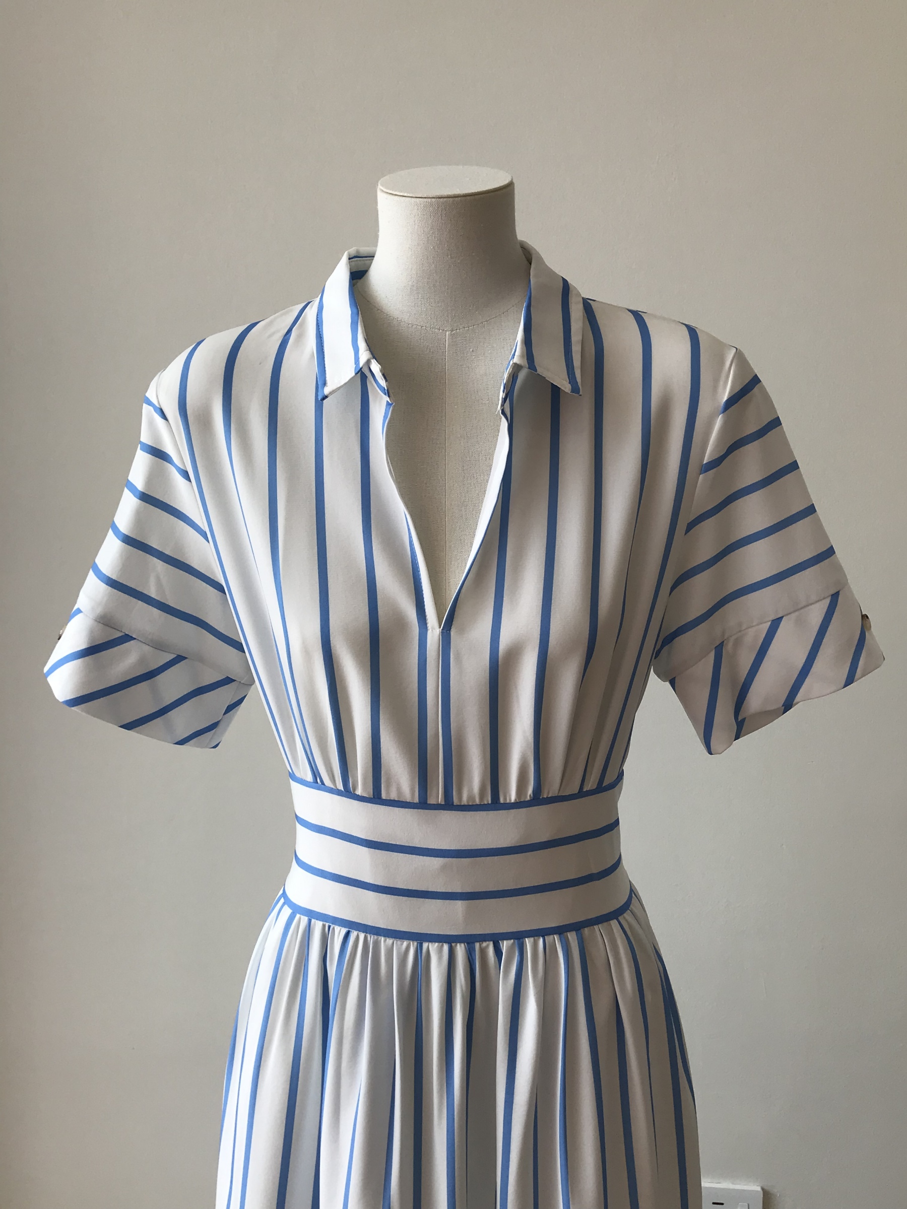 Vivianna Collar Stripe Shirt Dress