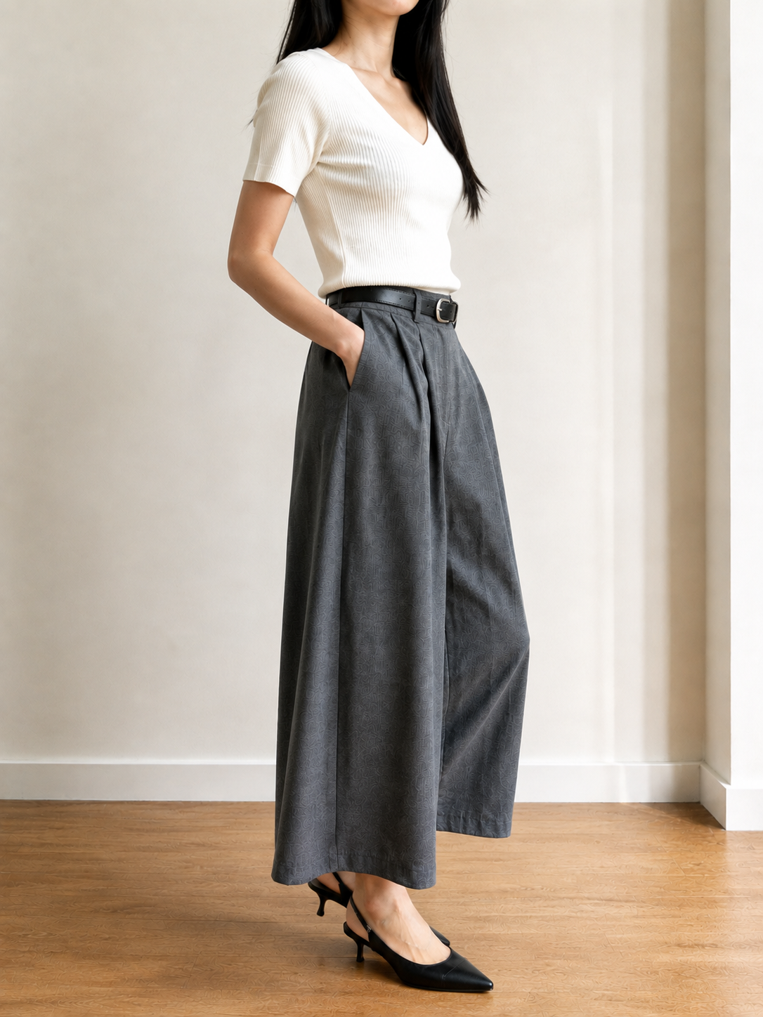 Vasuki High-Waisted Belted Culottes