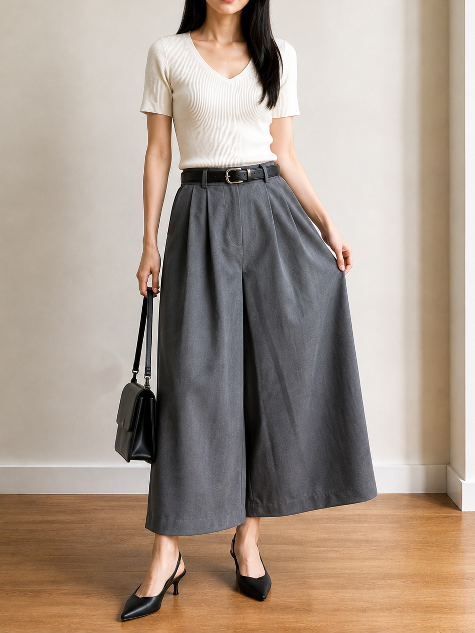 Vasuki High-Waisted Belted Culottes