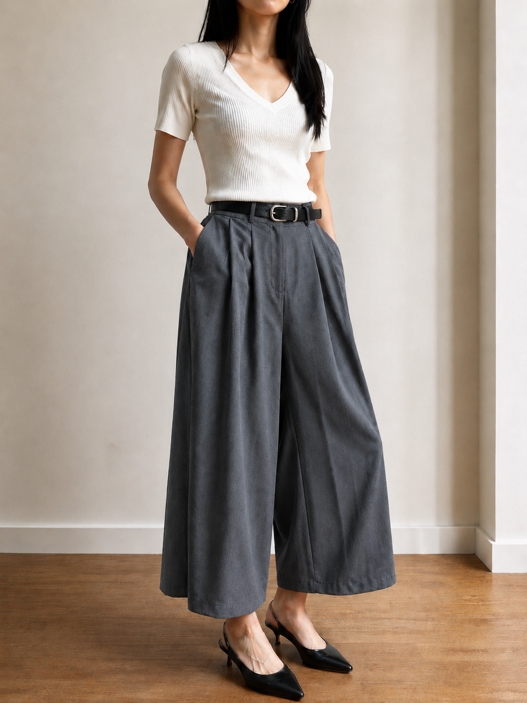 Vasuki High-Waisted Belted Culottes
