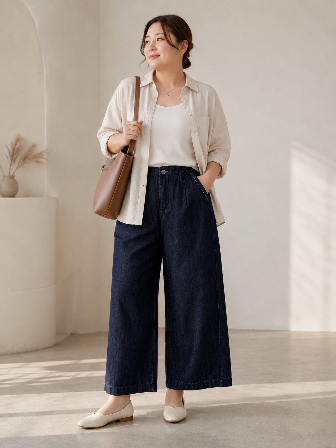Venona Relaxed Wide-Leg Denim Pants (Discounted-XL size)