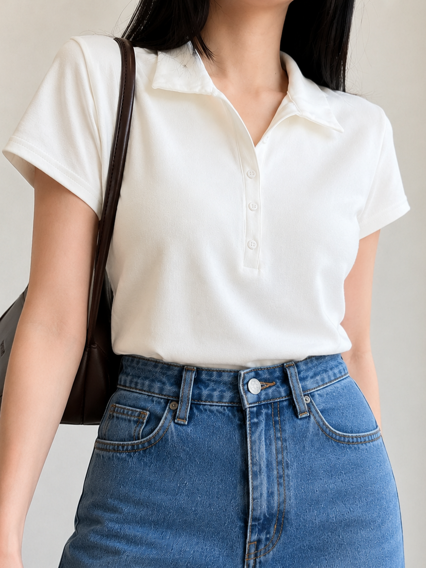 Neveah Buttoned Collar Top