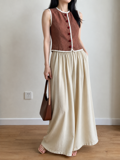 Gideon Crinkle-Texture Flowy Wide Leg Pants