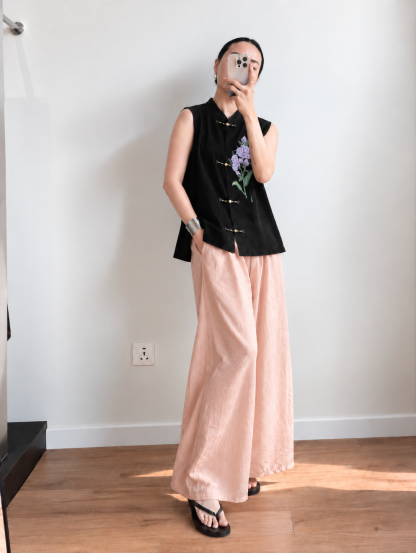 Yan Chu Acetate Barrel-Leg Culottes