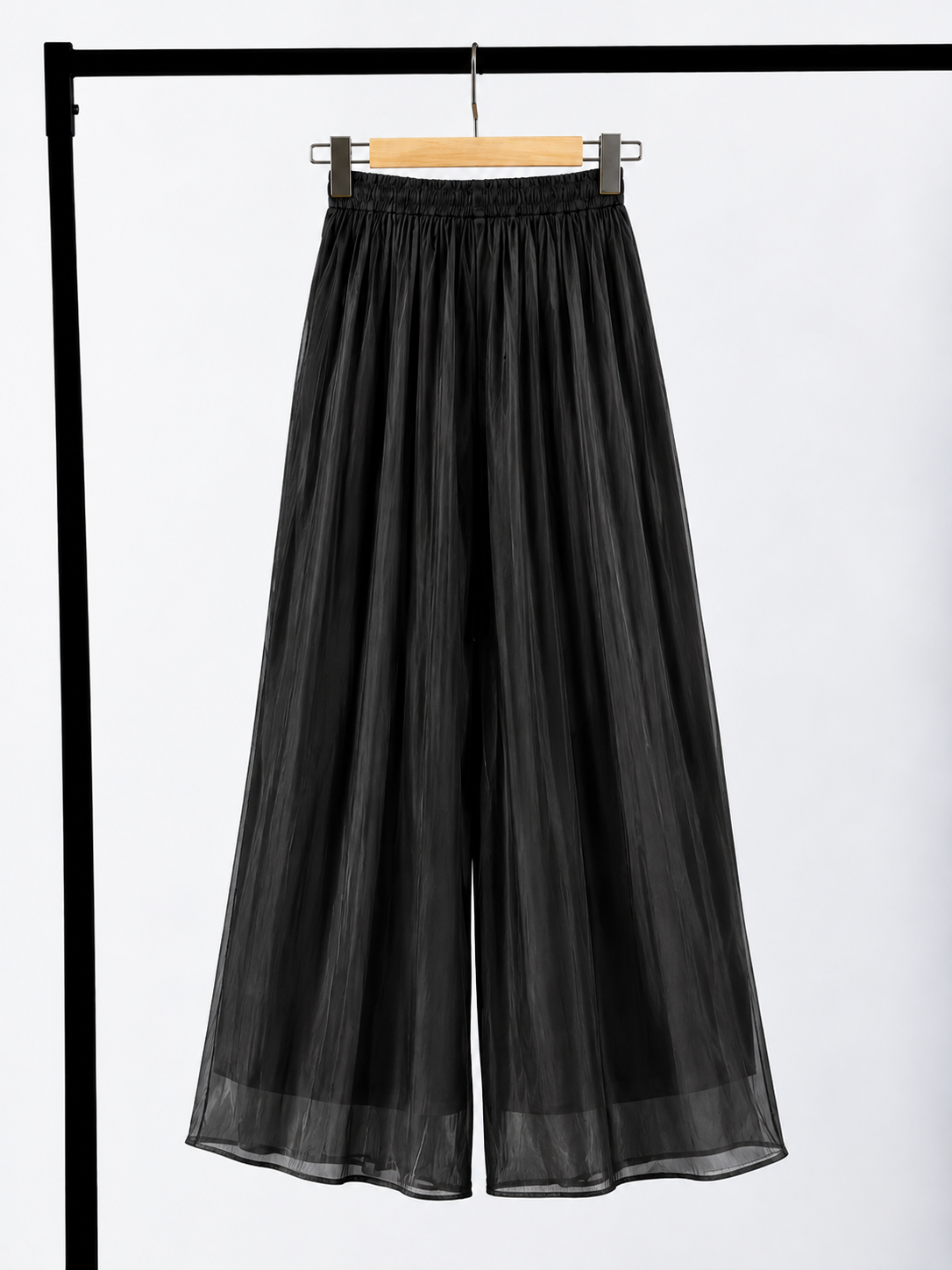 Yan En Shimmer Crinkle Wide-Leg Pants