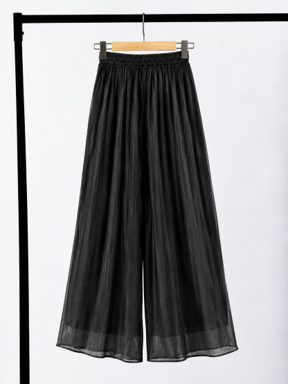 Yan En Shimmer Crinkle Wide-Leg Pants