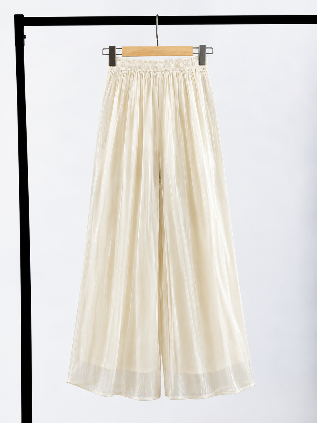 Yan En Shimmer Crinkle Wide-Leg Pants