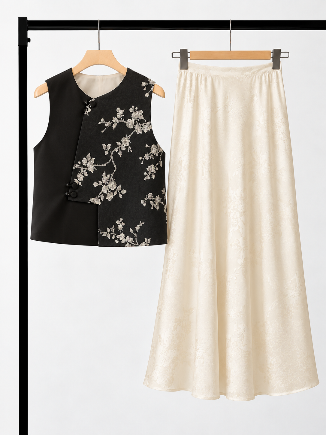 Yan Lu Floral-Jacquard Oriental Vest