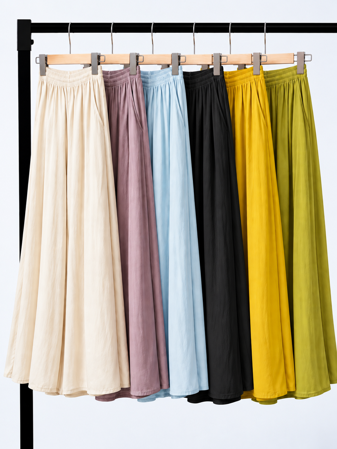 Yan Hang Sofr-Draped Wide Leg Pants