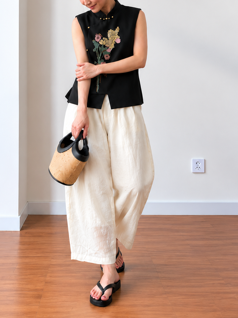 Jian Ken Relaxed Ramie Tapered Pants