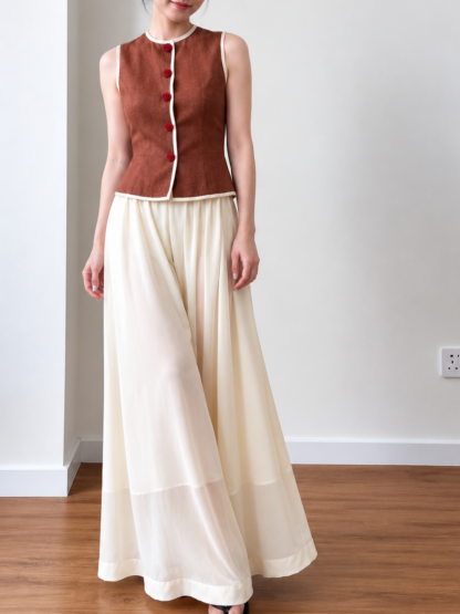 Yan Jie Pearlescent Flowy Wide Leg Pants