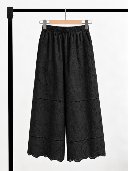 Yan Ji Embroidered Cotton-Lace Culottes