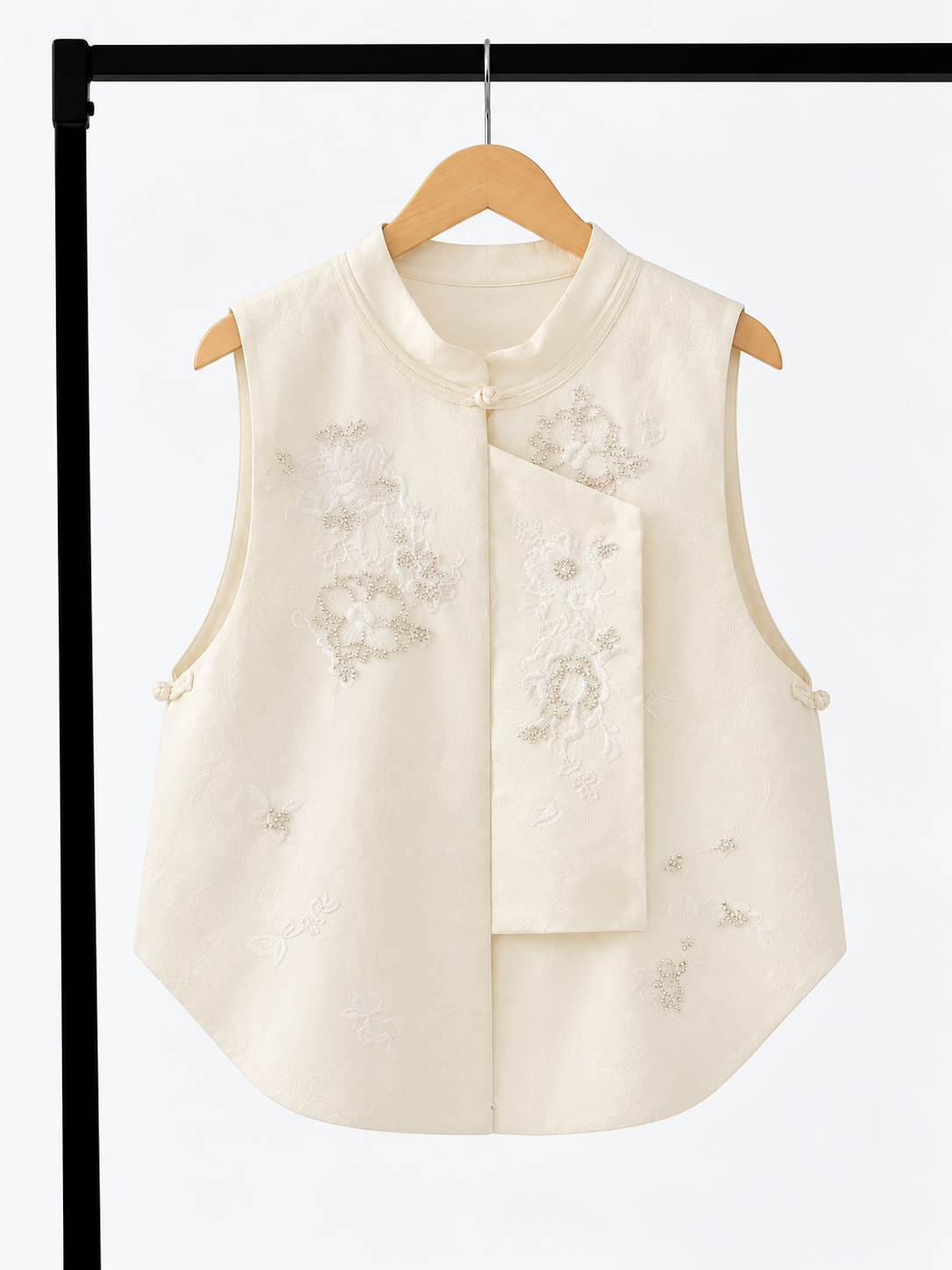 Yu Xuan Asymmetric Embroidered Oriental Vest